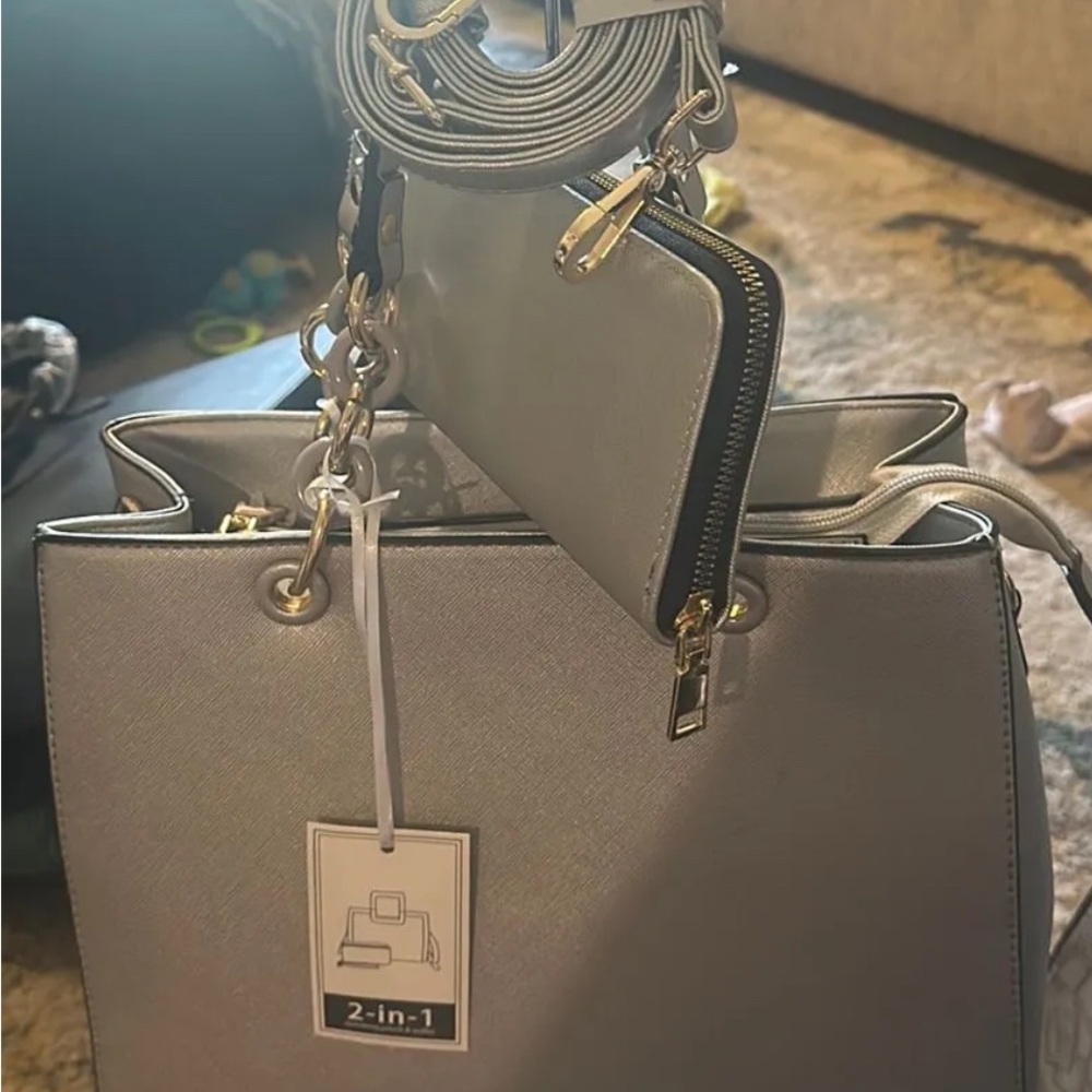 Elegant Gray Women's Bag Set
